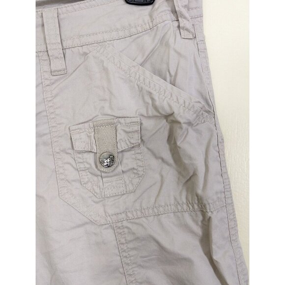 Womens Bermuda Cargo Shorts Size 10 Beige Cotton 13 In Inseam Casual Rolltab - Picture 4 of 6